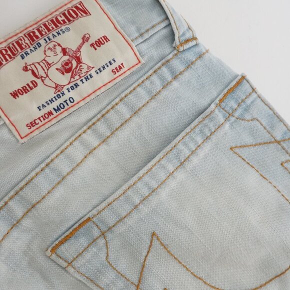 True Religion World Tour Section Moto Light Wash Skinny Blue Denim Jeans 28 - Picture 16 of 16